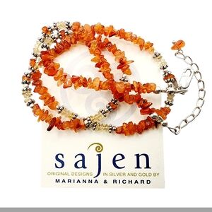 Sajen Vintage Sterling Amber Chip Necklace